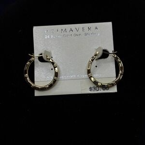 Primavera Hoop Earrings 24 Karat Gold Over Sterling Latch Back